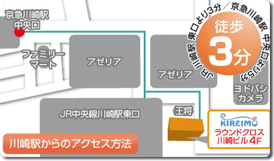 キレイモ川崎店の地図（マップ）
