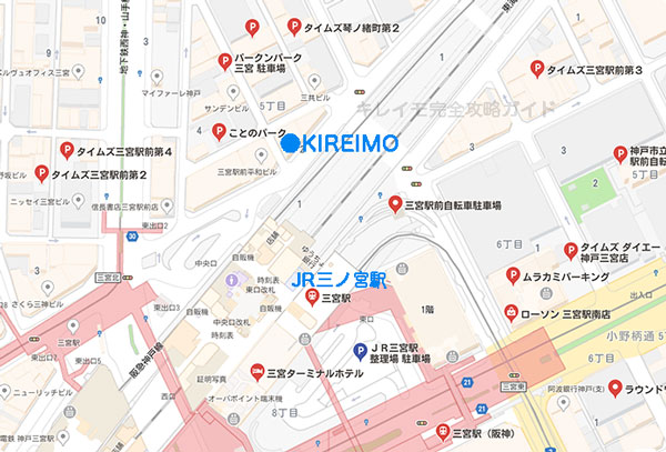 キレイモ三宮駅前店付近の駐車場(コインパーキング)